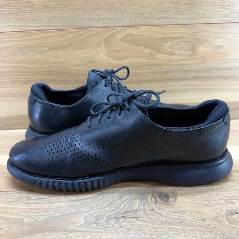 Cole Haan Zero Grand Perforated Laser Cut Oxford 12 W Black Leather Business